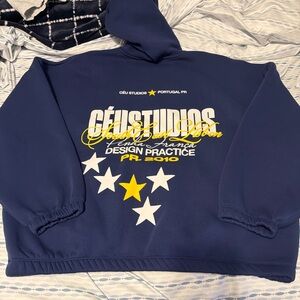 ASOS Navy Hoodie with Star and Text Design